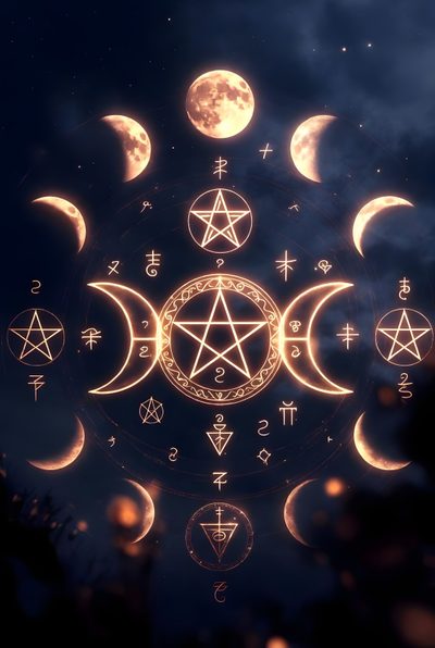an image of the moon with all its phases in front of it and stars around them Pagan Halloween Wiccan Images Free, Mystical Moon Aesthetic, Phone Witchy, Witchy Ipad, black
