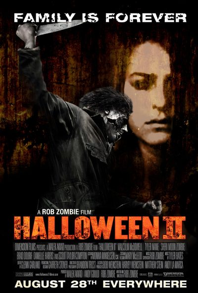 a movie poster for halloween ii with a man holding a knife in front of his face Halloween 2 2009 Halloween 2 Movie Poster, Halloween H20 Movie Poster, Halloween 2007 Movie, black