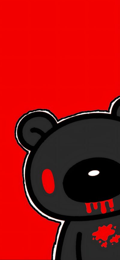 a black teddy bear with blood on it's face and chest standing in front of a red background Gloomy Bear Halloween Domo Panda, Enemy Ii Red Bear, Scary Bear, Red And Black Bear, Scene Gloomy Bear,