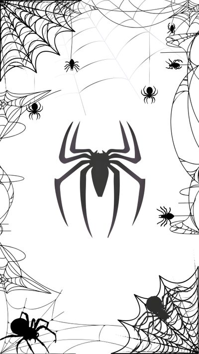 black and white image of spider webs in the center of a square frame with two smaller ones on each side Cute Halloween For Boys Instagram Profile, Of Spider, Spider Web, Spider Cute, Spider Iphone, Halloween, white