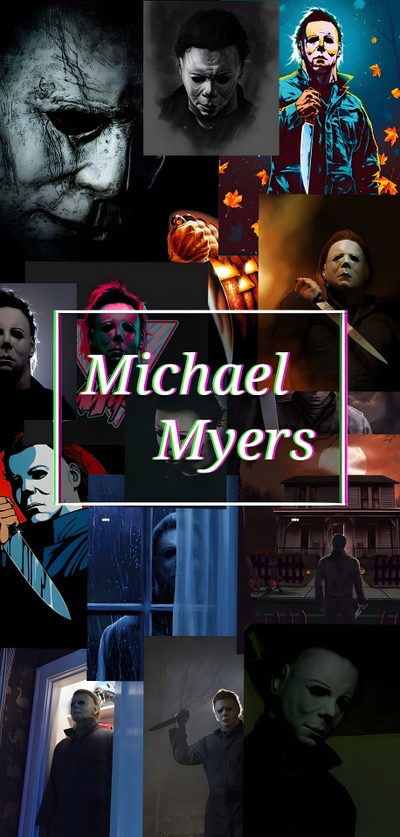 the michael myers movie poster is shown in many different colors and sizes, including black and white Halloween Michael Myers Iphone Iphone Lock Screen Michael Myers, Michael Myers Lockscreen, Michael Myers Collage, black
