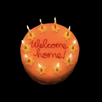 an orange cake with candles and the words welcome home written on it Halloween Widget Ideas Halloween Icons Aesthetic, Coraline Emojis, Coraline App, black