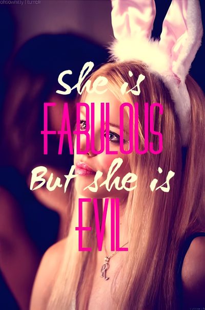 a woman with bunny ears on her head and text that reads she's fabulous but she is evil Mean Girls Halloween Regina Background, Mean Girls Queen Bee, Mean Girls Rules, Mean Girls Sayings, brown