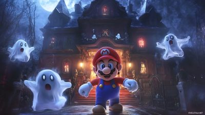 an image of mario in front of some ghost Halloween Mario Hd Designs, Computer Desktop, Ghost Cartoon, Best Games, Desktop, Cartoon Styles,