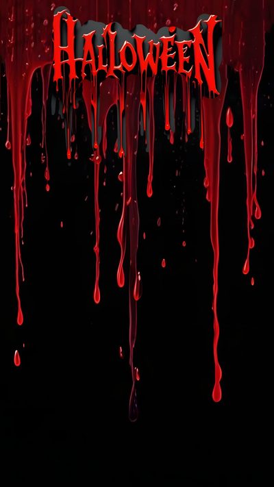 blood dripping down the side of a black wall with red lettering on it that says halloween Halloween Blood Funny Holiday Pictures, Red And Black Halloween, Red Halloween Iphone,