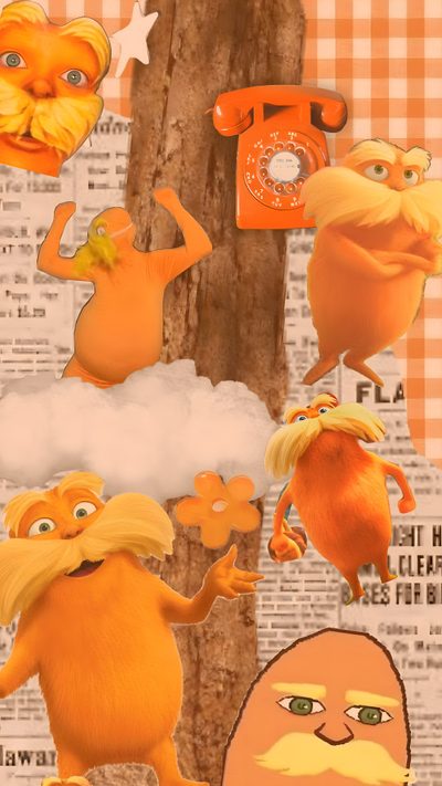 an image of the lorax and other cartoon characters in front of a tree Preppy Lorax Halloween The Lorax Characters, Lorax Party, Lorax Costume, Iphone Preppy, Funny Lockscreen, peru