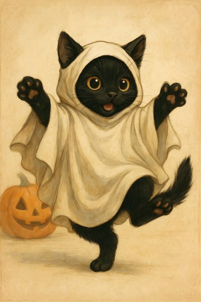 Cat In A Costume Drawing, Halloween Cute Cat, Kawaii Cat Halloween, Halloween Cats, Image Halloween, Halloween Artwork, Halloween Painting, Halloween Drawings, Black Cat Art Halloween Cat For Walls Cat In A Costume Drawing, Halloween Cute Cat, Kawaii Cat Halloween, burlywood