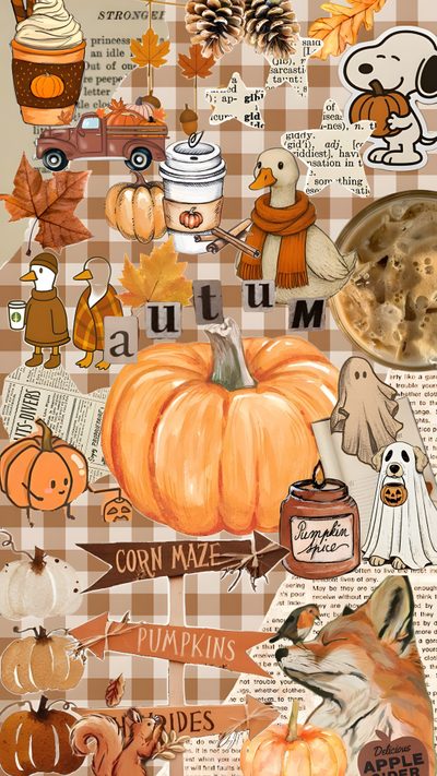 an autumn collage with pumpkins and other items Fall Halloween Aesthetic Iphone Fall Aethstetic, Its Fall, Fall Things, Fall Iphone Collage, dark khaki