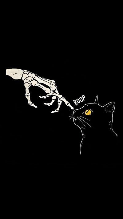 a black and white drawing of a hand reaching for a cat's head with the word boop written on it Halloween X-ray - Tan & Black Beautiful Easy Drawings, Cute Matching Tattoos, Cross Tattoo Designs,
