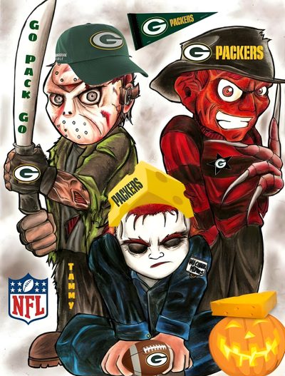 the green bay packers are wearing costumes for halloween Packers Halloween Packers Halloween, Green Bay Packers Stadium Drawing, Cartoon Packers Vs Bears Funny, sienna