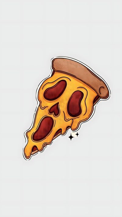 a piece of pizza with cheese and pepperoni on the top is flying in the air Halloween Pizza Cartoon Graffiti Pizza, Pizza Sketch, Pizza Slice Drawing, Pizza Tattoo, gainsboro
