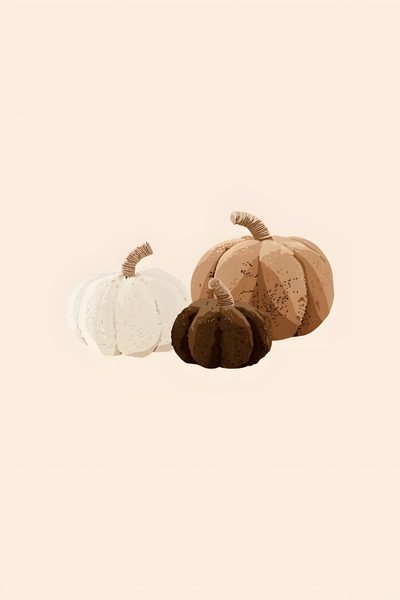 three different colored pumpkins sitting next to each other on a beige background, one is white and the other is brown Aesthetic Beige Halloween Cute Fall Aesthetic Clipart, Fall Clipart Aesthetic, Fall Widget Goodnotes Stickers, antique white