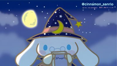 an elephant wearing a hat and holding a cell phone in front of a full moon Cinnamoroll Halloween Laptop Cinnamoroll Halloween Laptop, Cinnamoroll Halloween Pfp, Cinnamoroll Ghost, slate gray
