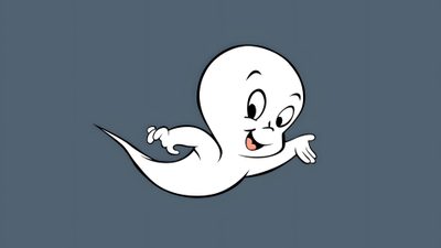 an animated ghost with its arms out and eyes wide open, running through the air Casper Halloween Cartoon Ghost Character, Cute Ghost Illustration, Halloween Decoration Ideas, dim gray