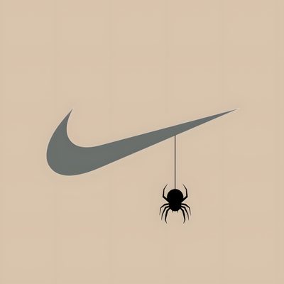 a spider hanging on to the side of a nike logo Halloween Nike Sneaker App Icon, Fall Nike, Nike Spiderman, Nike Widgetsmith, Nike Homescreen, tan