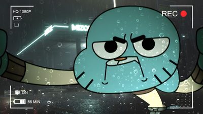 an animated cartoon character is holding up his arms in the rain while looking at something Gumball Halloween Gumball Ipad, Gumball Laptop, Gumball Computer, Gumball Pc, dark slate gray