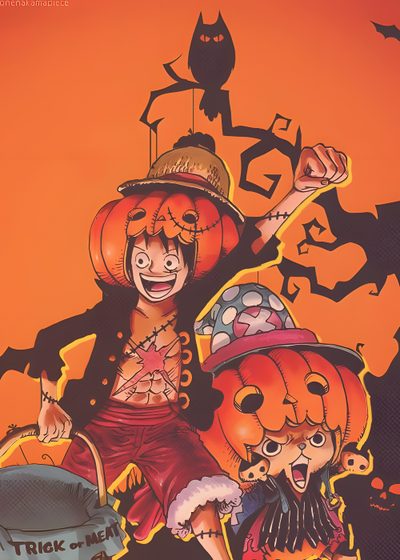 an image of two children dressed up in halloween costumes with pumpkins on their heads Luffy Halloween One Piece Fall, One Piece Pumpkin, Luffy Pumpkin, One Piece Halloween Pfp, tomato