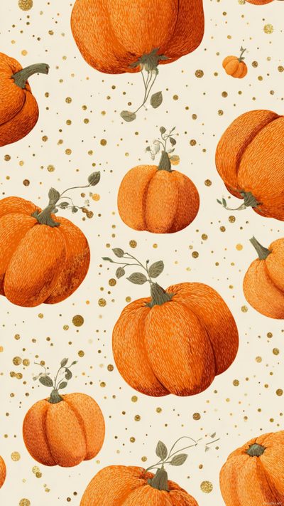 a painting of pumpkins on a white background with gold dots and polka dotes Halloween Pumpkin Design Pumpkin Ideas, Pumpkin Background, Pumpkin Aesthetic, antique white