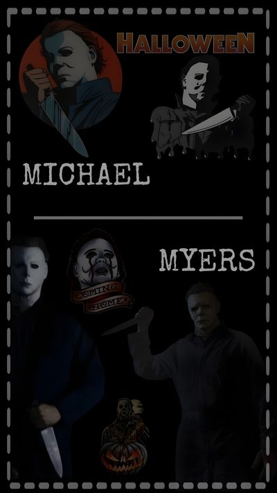 the cover for michael myers's halloween book, which features images of people in costumes Halloween Michael Myers Iphone Micheal Myers, Michael Myers’s, Lock Screen Iphone Lock Screen Michael Myers, black