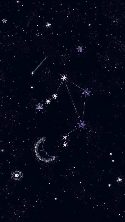 the night sky with stars and crescents Hand Drawn Halloween Constellation Navy Zodiac Constellation Iphone, Zodiac Constellations Hd, Constellation Iphone, black