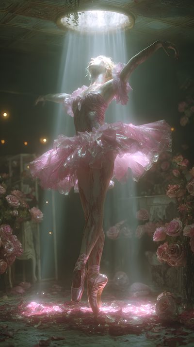 a ballerina is standing in the middle of a stage with flowers all around her Halloween Ballerina Ballet Skeleton, Haunted Ballerina Costume, Vampire Ballerina, Book Girl, dark slate gray