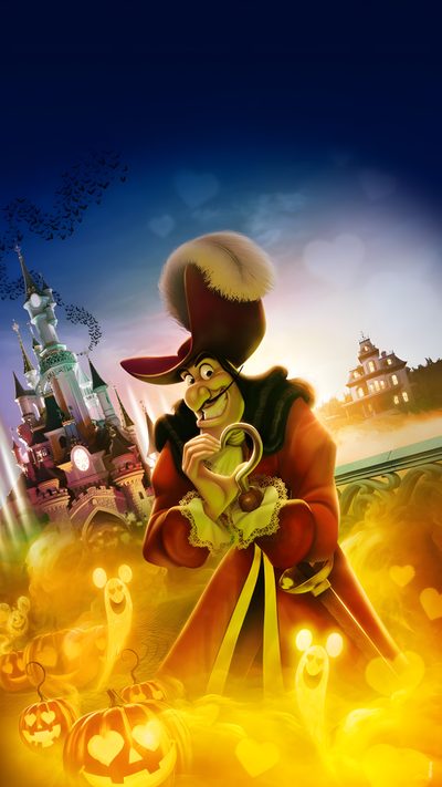 an animated character in front of a castle with pumpkins Disneyland Halloween Aesthetic Disney Holiday, Disney Descendants, Disney Villains, Dark Disney, sienna