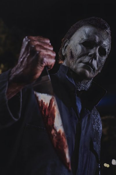 an image of a man holding a knife in his hand with the words empire on it Halloween 2018 Michael Myers Michael Myers Pfp 4k, Mike Myers Horror, Michael Myers 2018, black