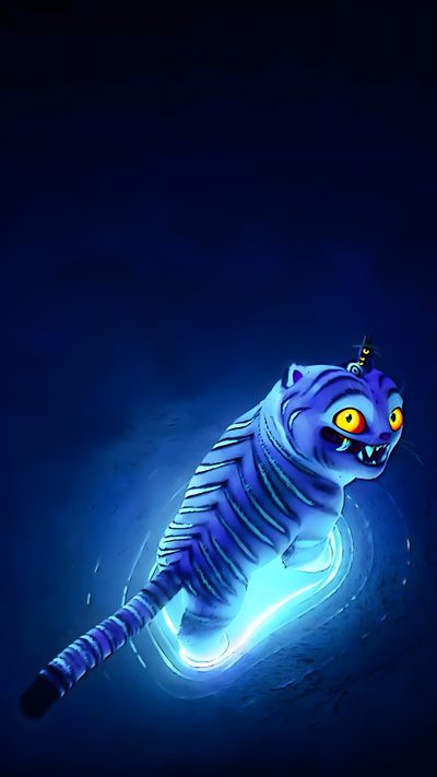 a blue cat with glowing eyes floating in the water Halloween Kpop Demon Hunters Kpop Demon Hunters Honmoon, Kpop Demon Hunters Tiger, K-pop Demon Hunters Tiger, midnight blue
