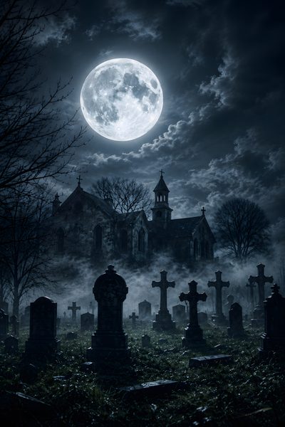 a cemetery with tombstones in front of a full moon Old Scary Horror Halloween Spooky Background, Halloween Iphone Backgrounds, Scary, dark slate gray