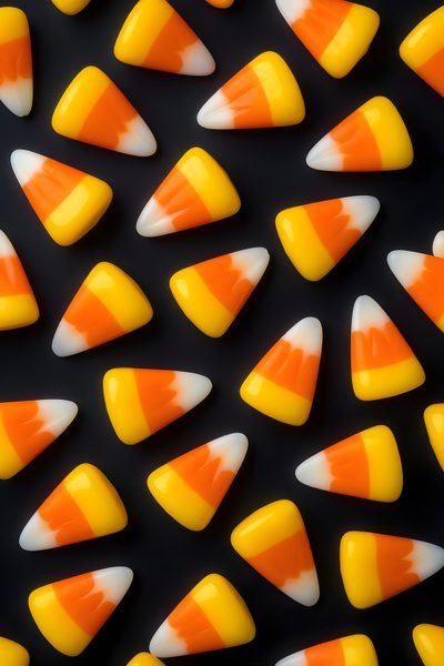 candy corn on a black surface with white and orange stripes in the middle, as if for halloween Halloween Candy Corn Halloween, Iphone Background, Candy Corn, Iphone, Seamless Patterns, Decor, black