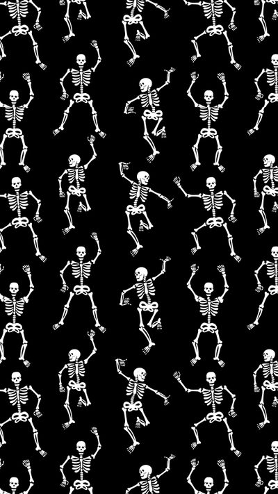 a black and white skeleton pattern is shown Halloween Skeletons Spooky Skeleton Background, Skeleton Halloween, Halloween Pattern Iphone, black