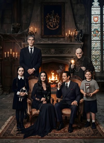 a group of people sitting in front of a fire place Halloween Addams Family Adams Family Art, Thing Addams, Adams Family, Addams Family, Family Art, black