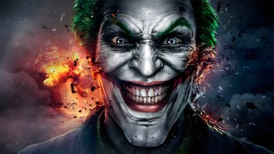 the joker movie poster with his face painted green and red, as if it were in action Arkham Halloween Joker High Resolution, Joker Photo Meme, Joker 3d Hd, Joker Hd For Pc, dark slate gray