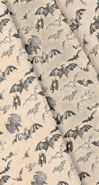 an image of a bat pattern on a white background that is very soft and warm Vintage Bats For Halloween Fabric And Flying Bats Fabric, Bats Fabric, Brown Bat Fabric Design, silver