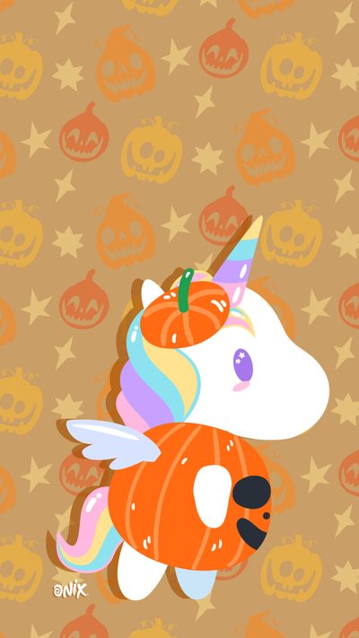 an orange unicorn with a pumpkin on it's head is surrounded by stars and pumpkins Halloween Unicorn Fall Unicorn, Unicorn Skeleton Background Hd, Zombie Unicorn, Halloween Unicorn, dark khaki