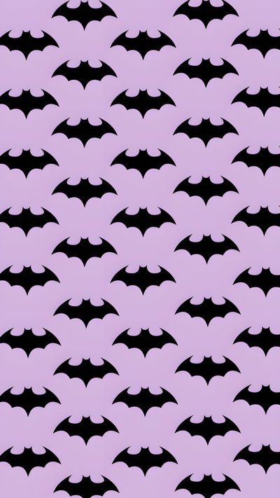 a purple and black pattern with bats on it Halloween Pastel Bats On Black-small Bat-themed Pastel Background, Batman For Girls, Bat Pattern On Pink Gradient, thistle