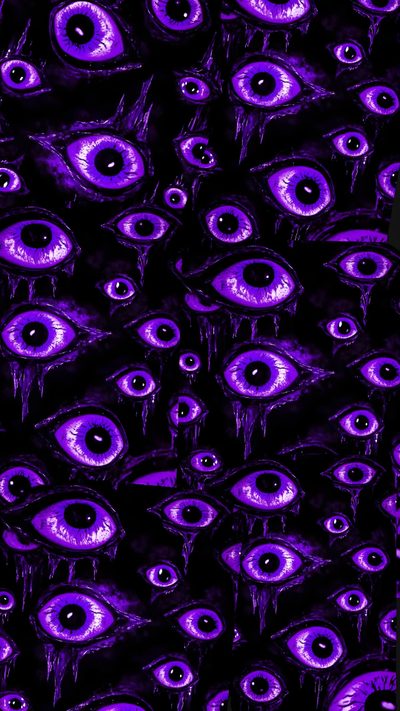 an image of purple eyes with icicles all over the place and in the background Purple Purple Edgy Aesthetic Halloween Purple Alt Aesthetic, Purple Optical Illusion, Cute Screen Savers, black