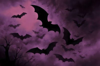 bats flying in the night sky with purple clouds Halloween Purple Bat Fondos De Pantalla Para Ipad, 4k Background, Bat Laptop, Bats Desktop, dark slate gray