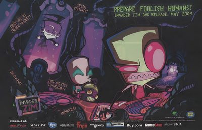 an advertisement for the upcoming cartoon show Invader Zim Halloween Anime Dvd Collection Ideas, Cartoon Poster Design, Invader Zim 2004 Dvd, dark slate gray