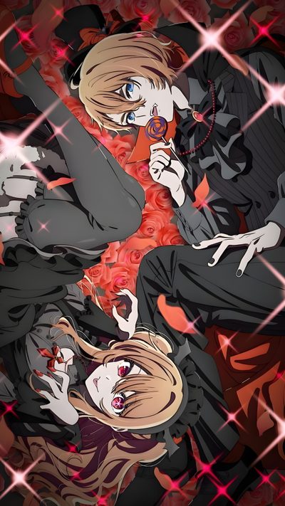 an anime scene with two people talking on their cell phones and one person holding the phone up to her ear Oshi No Ko Halloween Ruby, Aqua Ruby, Aqua And Ruby, Aqua And Ruby Hoshino, dark slate gray