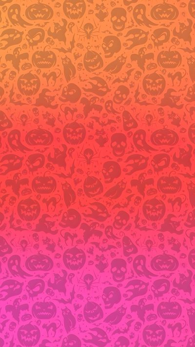 an orange, pink and purple background with skulls in the middle on it's left side Halloween Ombre Halloween Gradient, Bright Halloween, Halloween Gradient Background, tomato