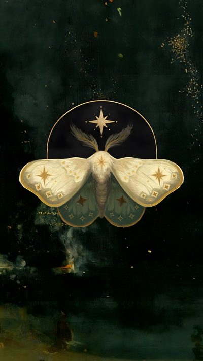 a painting of a moth with stars on it's wings Halloween Moth Phone Background, Scary, Pagan Art, Bug Art, Clock, Iphone Tumblr Aesthetic, black