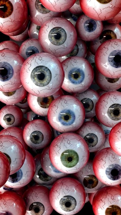the eyes of many different types of eyeballs are shown in close up and diagonal view Halloween Eyeballs Red-01 Eye Ball, Spooky Eyeball, Eyeball Iphone, Eyeball Aesthetic, dim gray