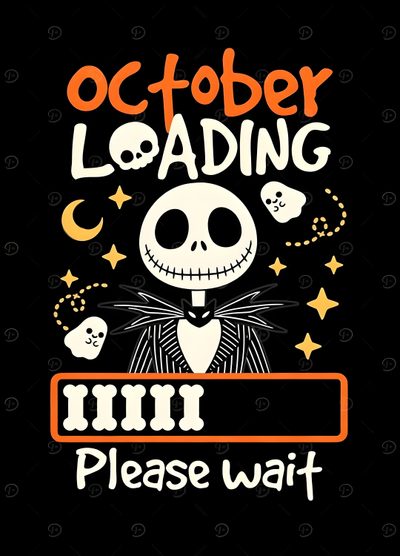 a black background with an image of a skeleton and the words october loading Cute Halloween Iphone Count Down Cute Halloween Pictures, Nightmare Before Christmas, Halloween Eve, black