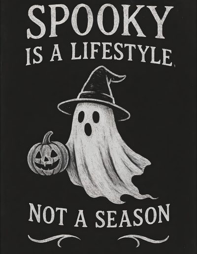 a black and white drawing of a ghost wearing a witches hat with the words spooky is a lifestyle not a season Halloween Is A Lifestyle Not A Holiday Halloween Tshirt Diy, Halloween Iphone Backgrounds, Old Book Crafts, black