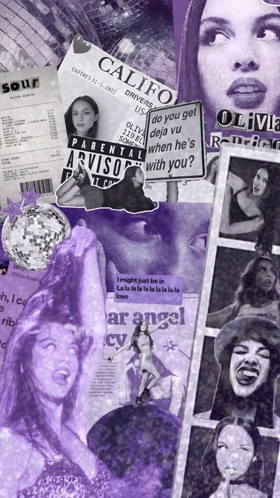 the collage has many different pictures and words on it, as well as an image of a woman's face Halloween Olivia Rodrigo Core + Aesthetic, Cute Pattern, K Pop Music, Cute Patterns, Pattern, light slate gray