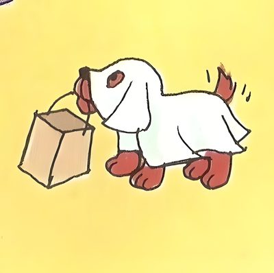 a drawing of a dog carrying a box Clifford Halloween Retro Drawing, Baby Clifford Ghost, Funky Cartoons, Clifford Halloween, khaki