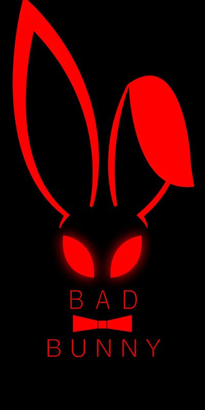 a red bunny with big eyes and a bow tie on it's head in the dark Bad Bunny Halloween Bad Bunny Logo, Bad Bunny Emblem, Bugs Bunny Canvas Painting, Bad Bunny Rabbit Logo, black
