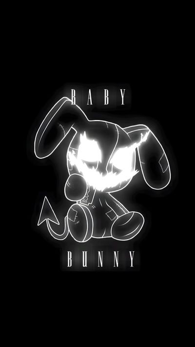 the bunny logo is glowing in the dark Halloween Bunny Don't Touch My Phone Funny, Black And White Rabbit, Rabbit, Doll Drawing,