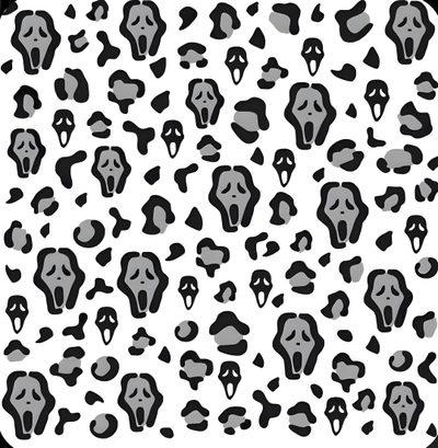 black and white animal print with different shapes Halloween Cheetah Print Ghost Face Pattern, Spooky Season Tumbler Patterns, Scream Face Svg Free, white smoke